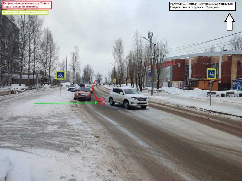 В Эжвинском районе Сыктывкара 78-летний водитель Toyota RAV4 сбил на переходе женщину